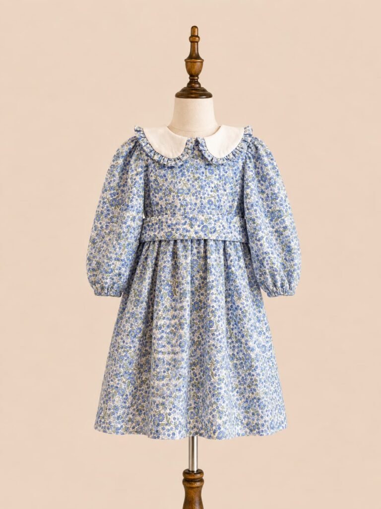 Vestido azul con flores - Leemba Kids