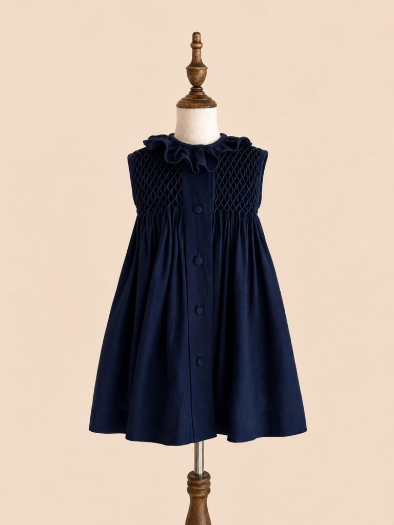 Vestido azul de niña hechoa mano - Leemba kids