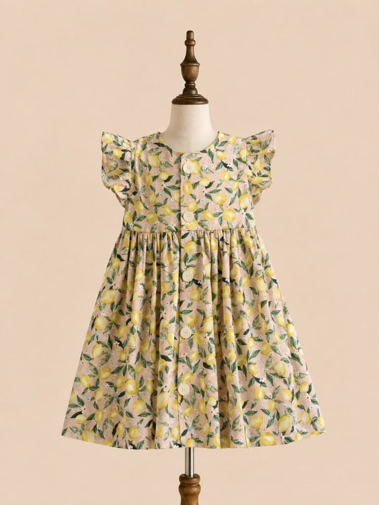 vestido amarillo con limones para niña - Leemba Kids