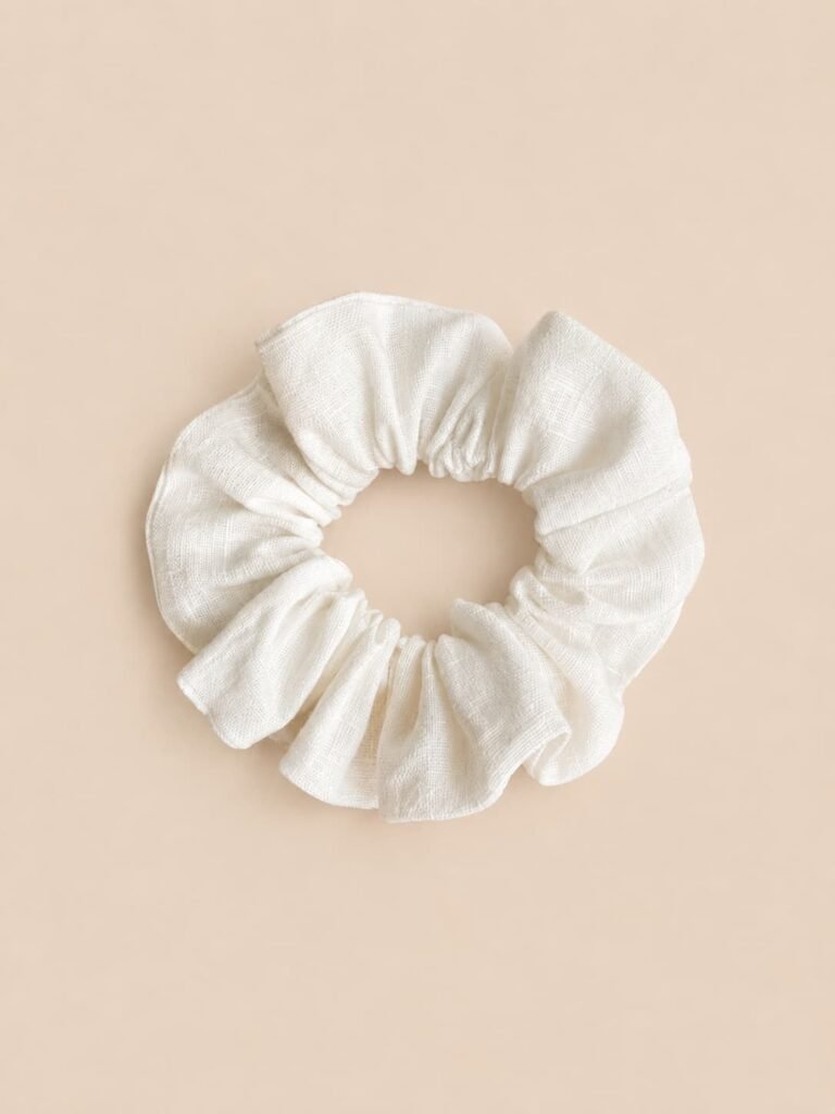 Scrunchie o coletero de lino a juego con vestido modelo sol
