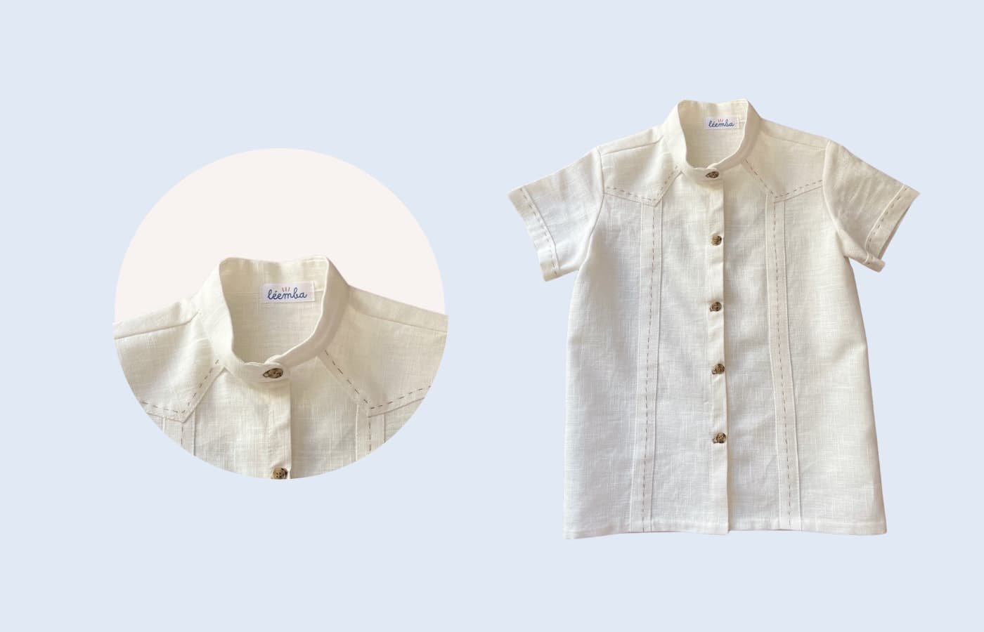 Camisa cuello mao - diseño artesanal de Léemba Kids