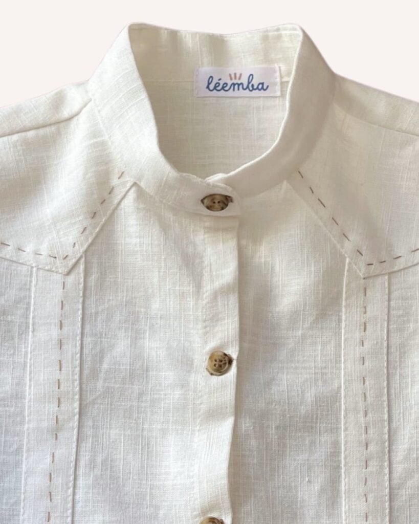 camisa de lino concuello mao - Léemba Kids