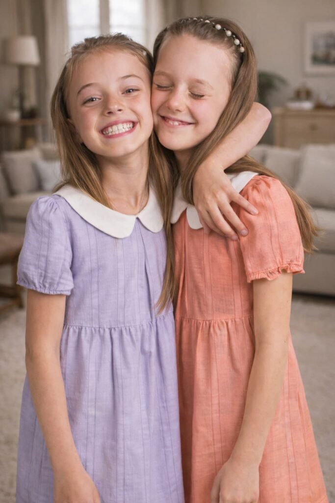 Hermanas con ropa a juego - vestido Léemba Kids