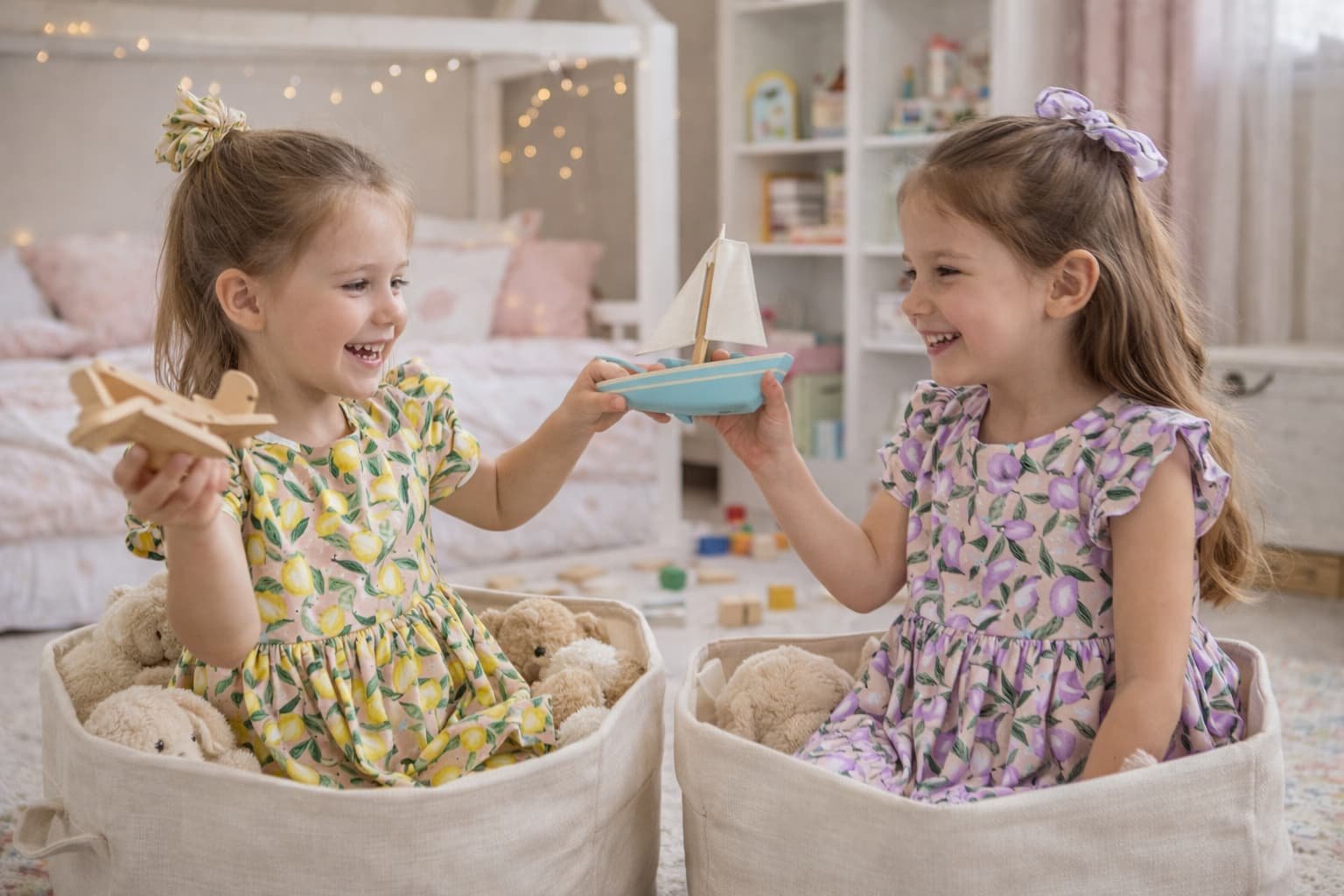 niñas con vestidos a juego de Léemba kids