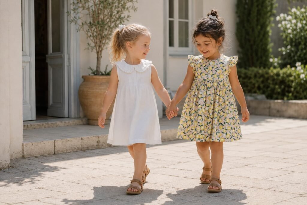 Vestidos infantiles de verano de lino para niña