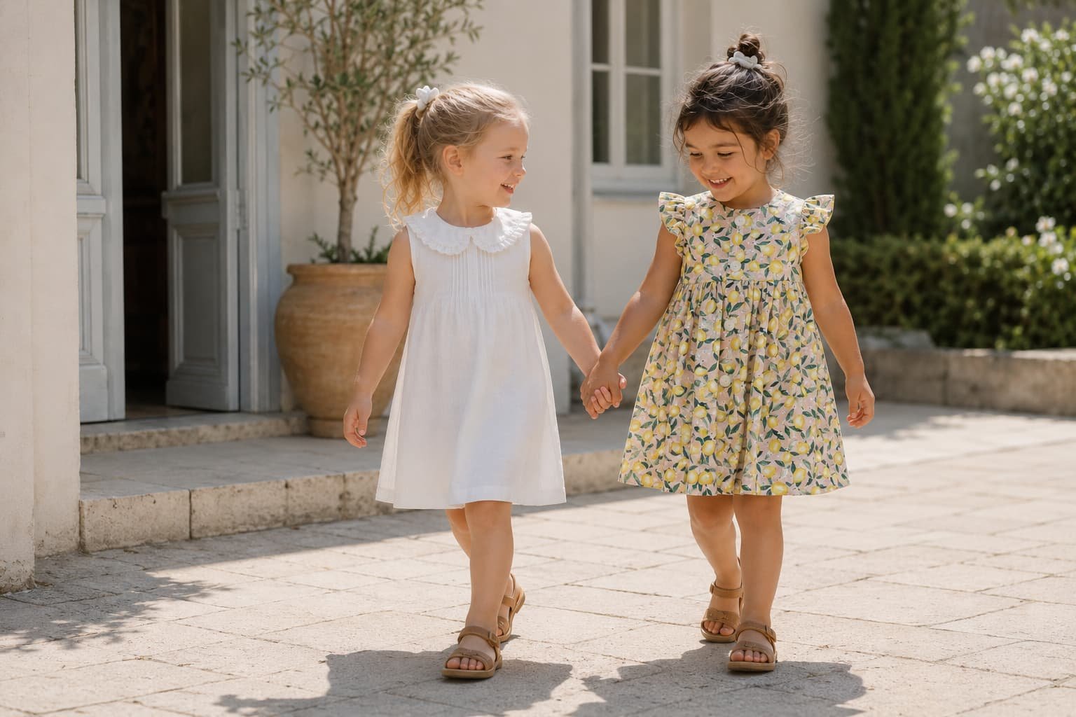 Vestidos infantiles de verano de lino para niña