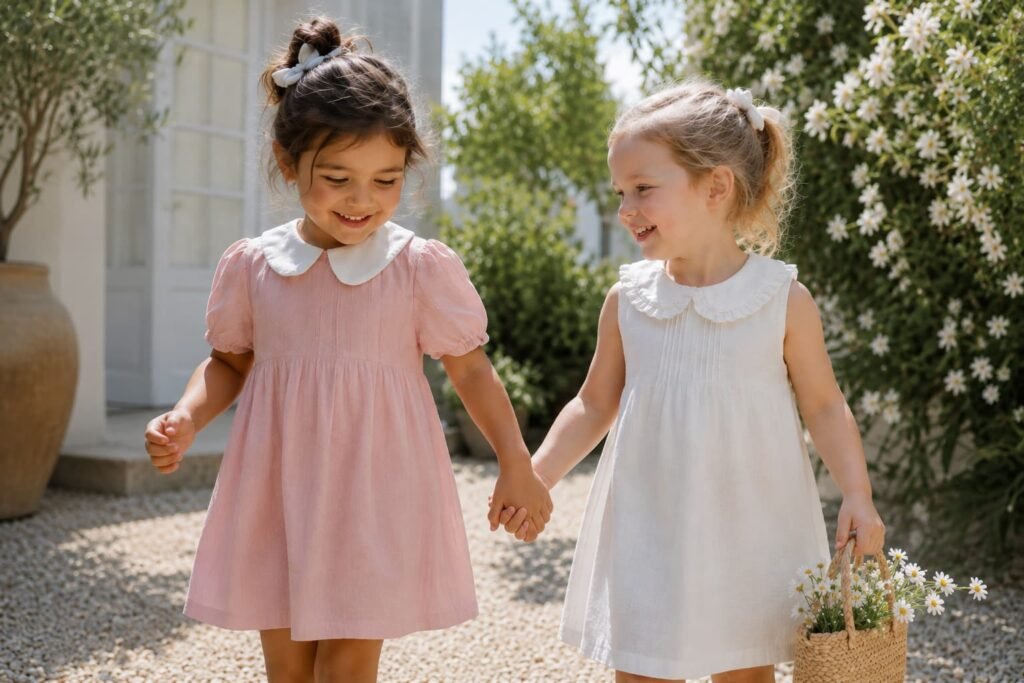 Vestidos infantiles de verano en lino para niñas