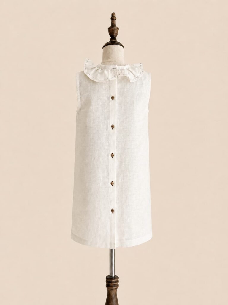 vestido de niña de lino -detalles parte trasera