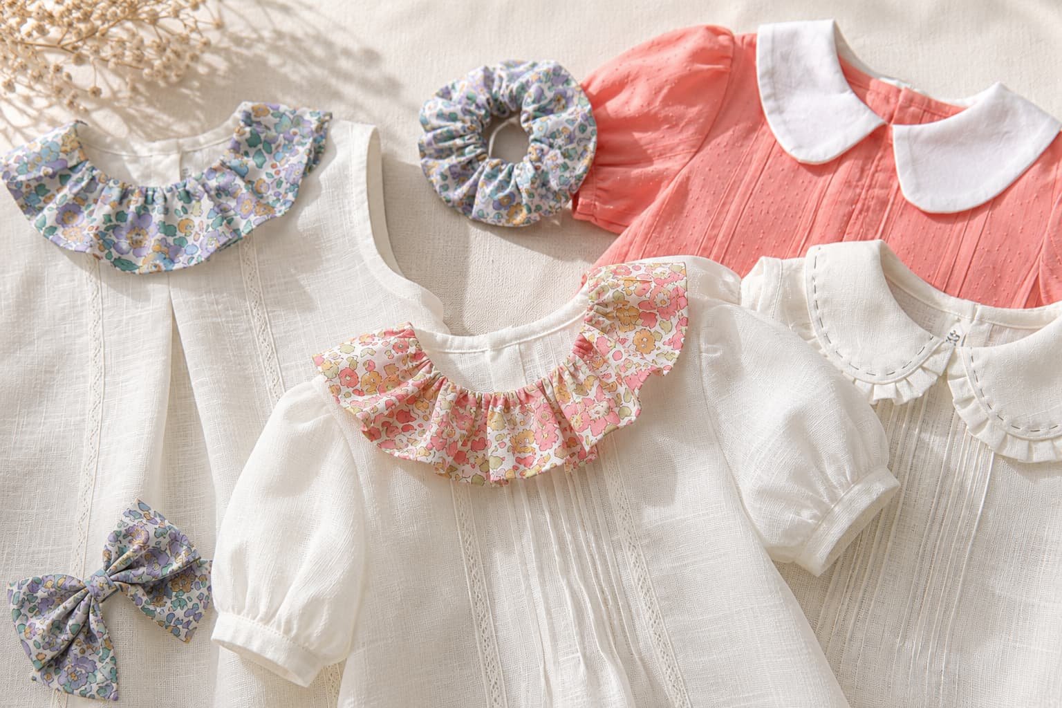Vestidos de lino para niñas confeccionados artesanalmente con detalles florales y tejidos naturales, ideales para verano, bodas y ocasiones especiales